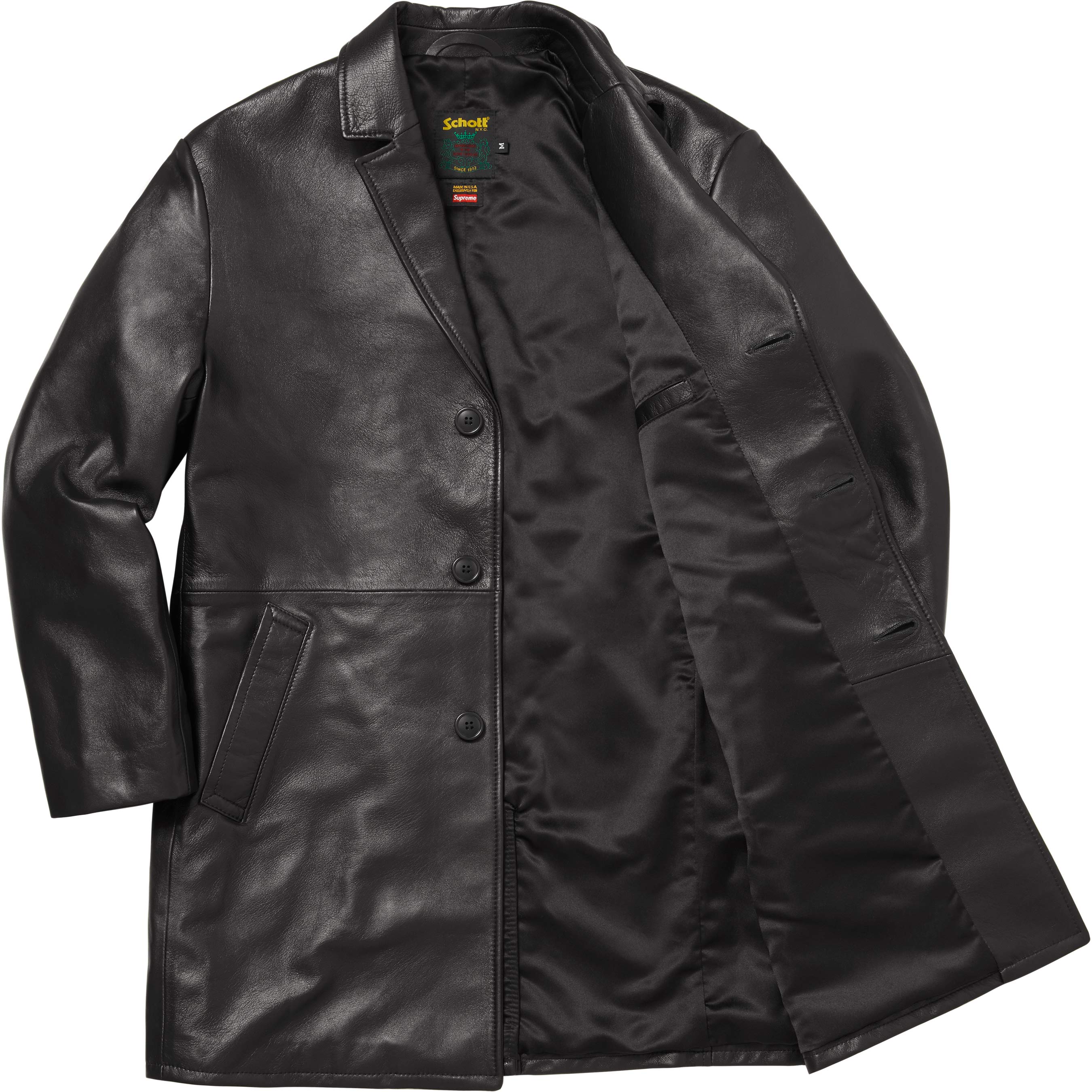 Supreme®/Schott® Leather Overcoat view 3